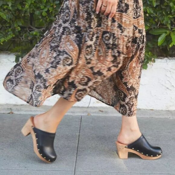 Beek Woodpecker Clogs Mules Size 10 Studded Wood Platform Black Leather NEW $320 - Picture 16 of 16